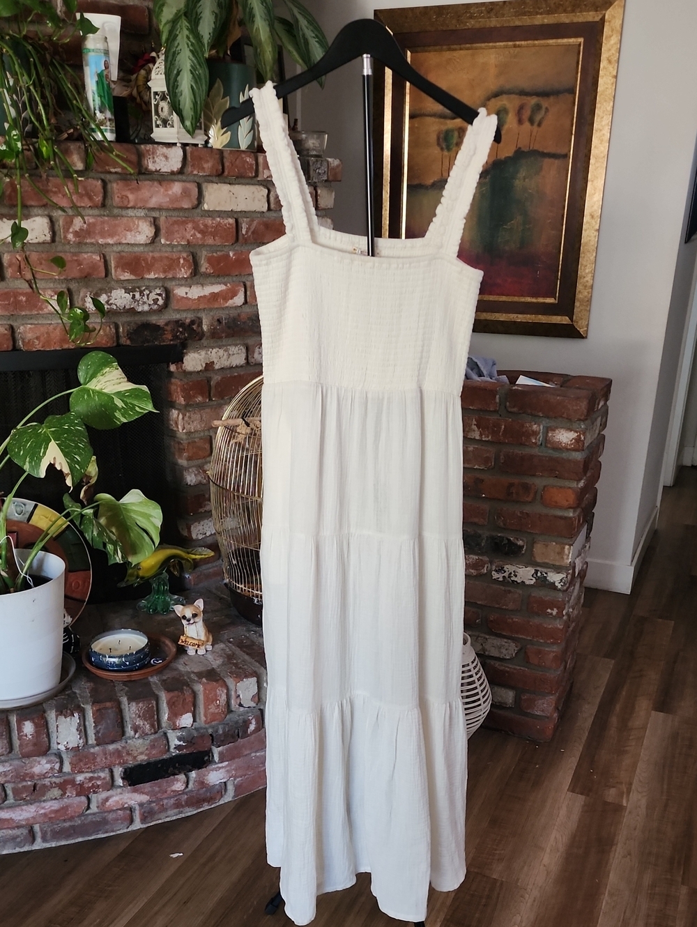 Marine Layer Cream Smocked Tiered Maxi Dress XL NWT Cottagecore Coastal